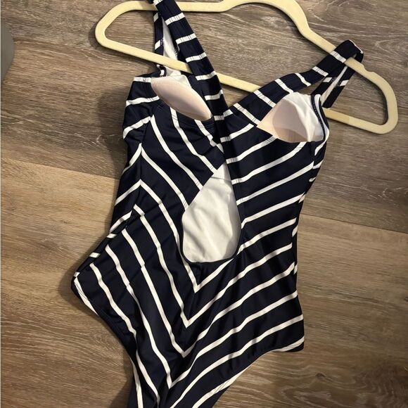 NWT Kona Sol Striped Navy and White Swimsuit Sz Small - Picture 4 of 7
